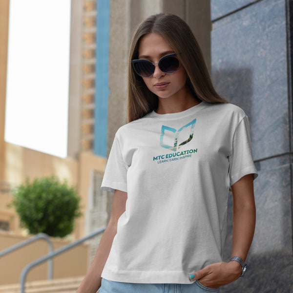 Female White Summer Fitted Logo Tee